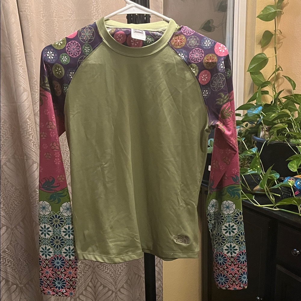 The North Face Olive Green Shirt with Multicolor Accents